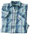 Men's Short-Sleeved Checked Shirt - Blue Green Atlas For Men