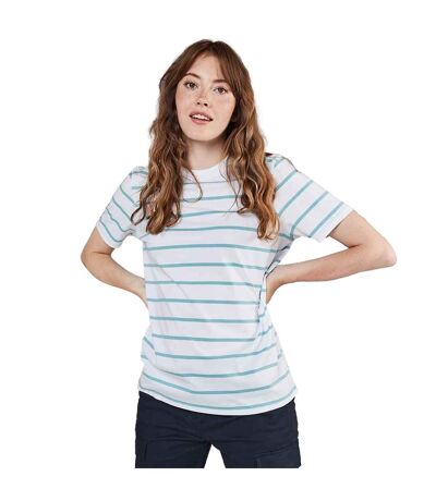 Front Row Unisex Adult Striped T-Shirt (White/Duck Egg Blue) - UTPC4776