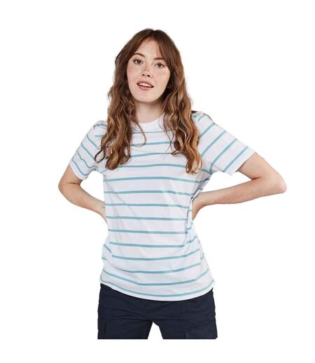 Front Row Unisex Adult Striped T-Shirt (White/Duck Egg Blue) - UTPC4776