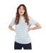 Front Row Unisex Adult Striped T-Shirt (White/Duck Egg Blue) - UTPC4776-1