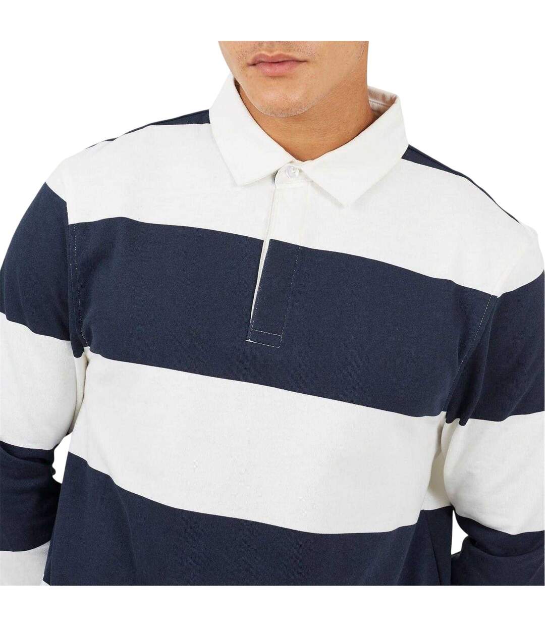 Haut De Rugby Homme Crème Bleu Marine Brave Soul-4