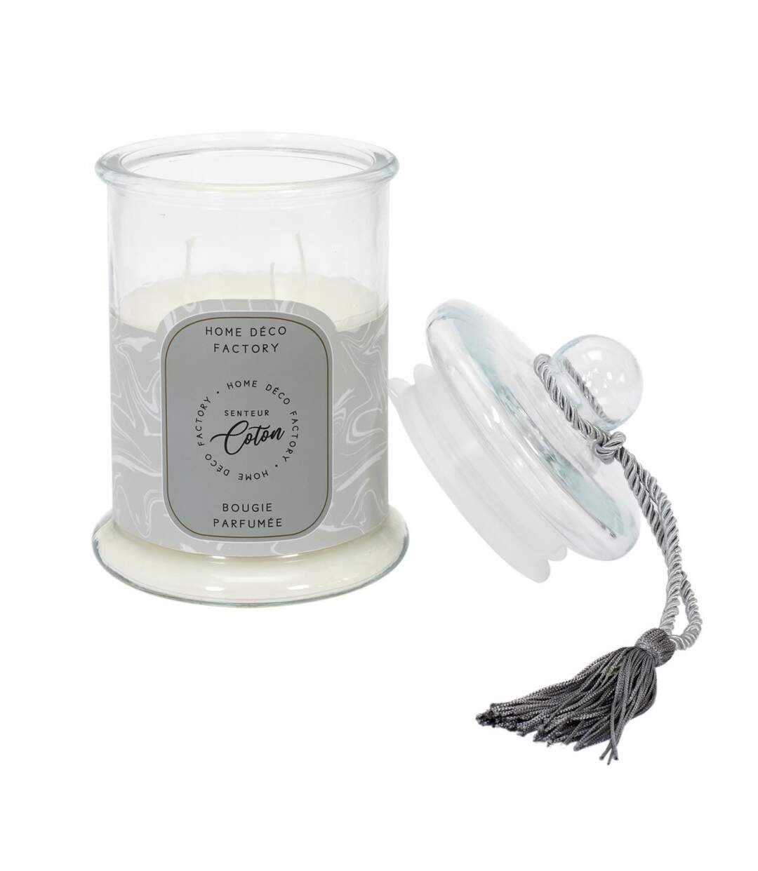 Bougie Parfumée en Verre Bonbonnière 23cm Coton-2