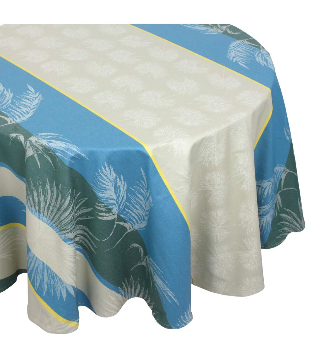 Nappe Jacquard coton PALMIER + enduction acrylique Ovale-1