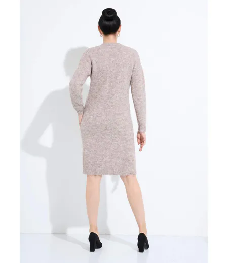 Robe pull col rond motifs animaliers en sequins