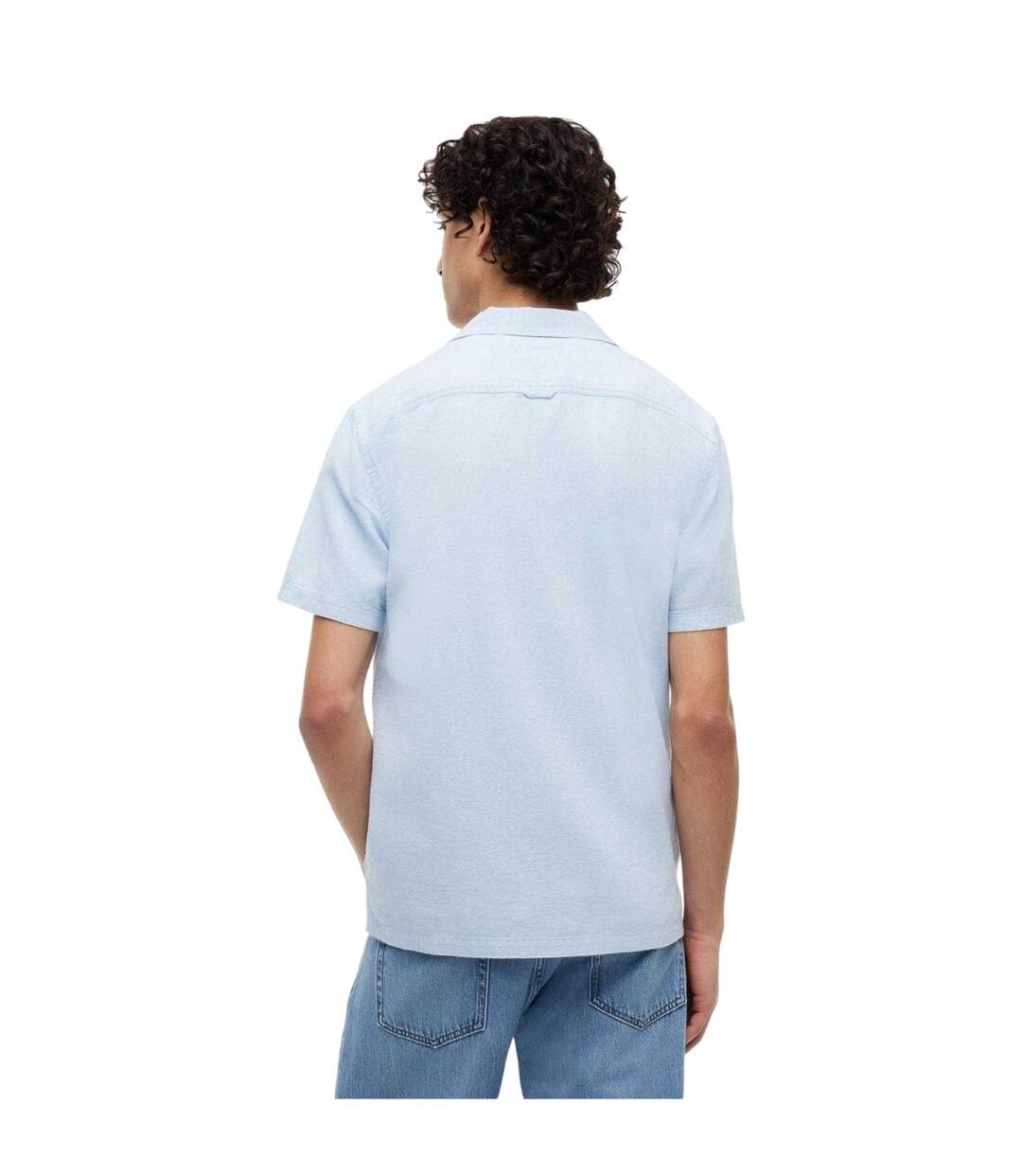 Mens Linen Short-sleeved Shirt Sweet Blue Tommy Jeans-3