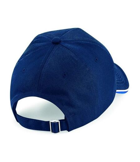 Beechfield Adults Unisex Authentic 5 Panel Piped Peak Cap (French Navy/Bright Royal/White) - UTBC4640