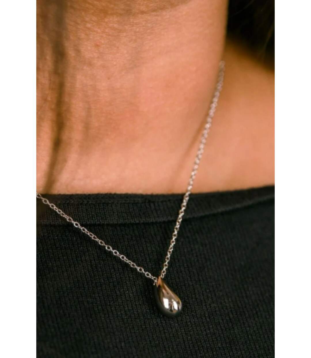 925 Silver Small TearDrop Waterdrop Simple Slim Elegant Droplet Pendant Necklace-2