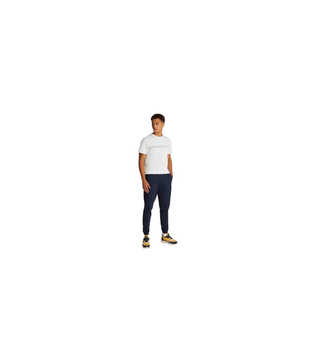 Mens Lettering Crew Neck Slim T-shirt Ecru Tommy Jeans-1