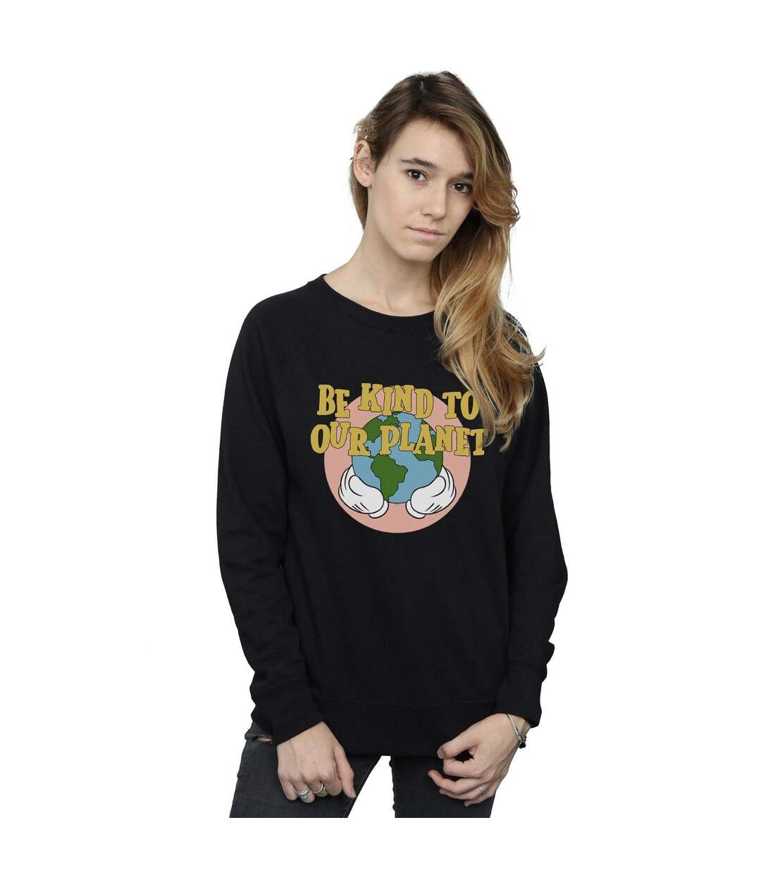 Disney Sweatshirt Womens/Ladies Mickey Mouse Be Kind To Our Planet (Noir) - UTBI27442-2