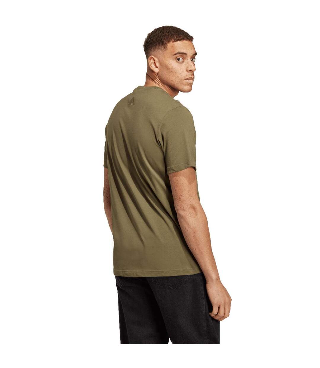 T-shirt Style Logo Brodé Essentials Linear Homme Marron Adidas-3