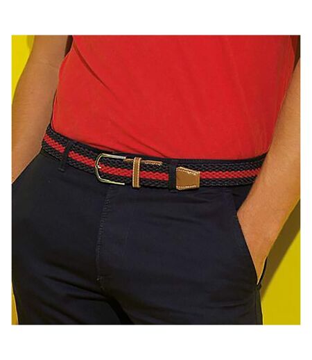 Asquith & Fox Mens Two Colour Stripe Braid Stretch Belt (Navy/Red) - UTRW5539