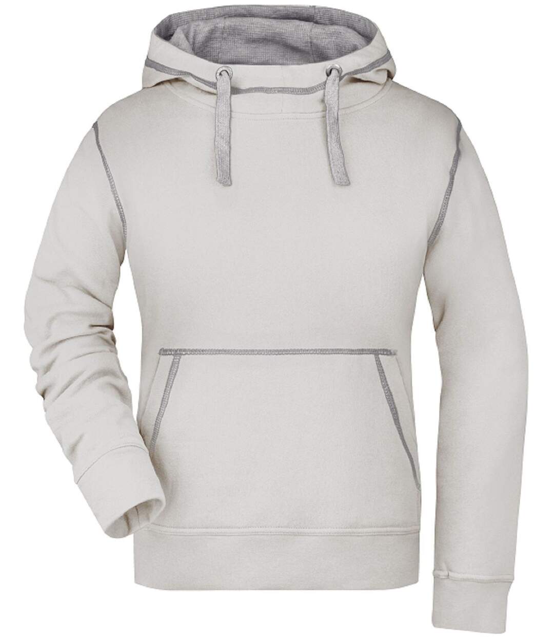 Sweat shirt à capuche femme - JN960 - blanc cassé et gris-2