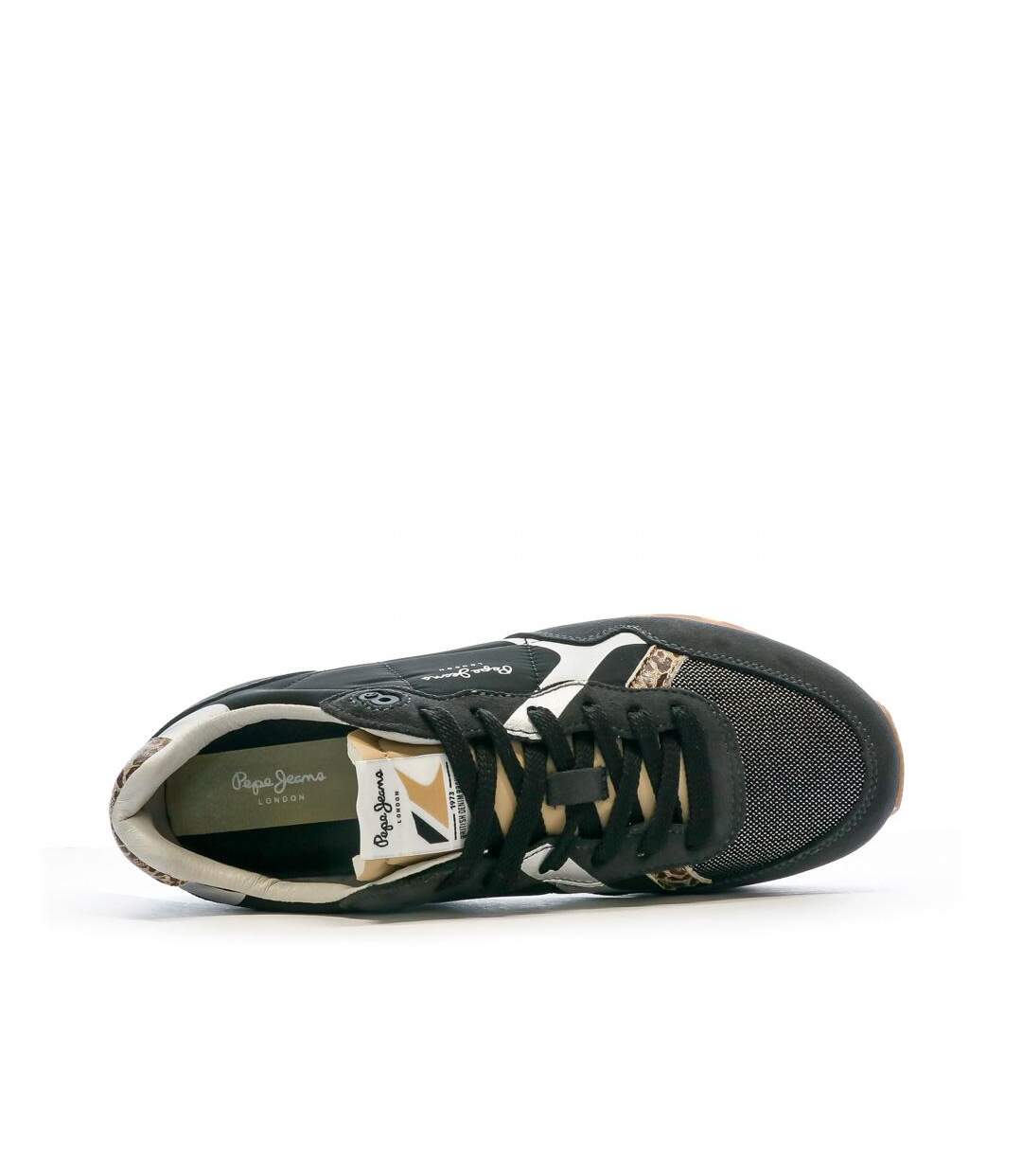 Baskets noir femme pepe jeans brit print night-4