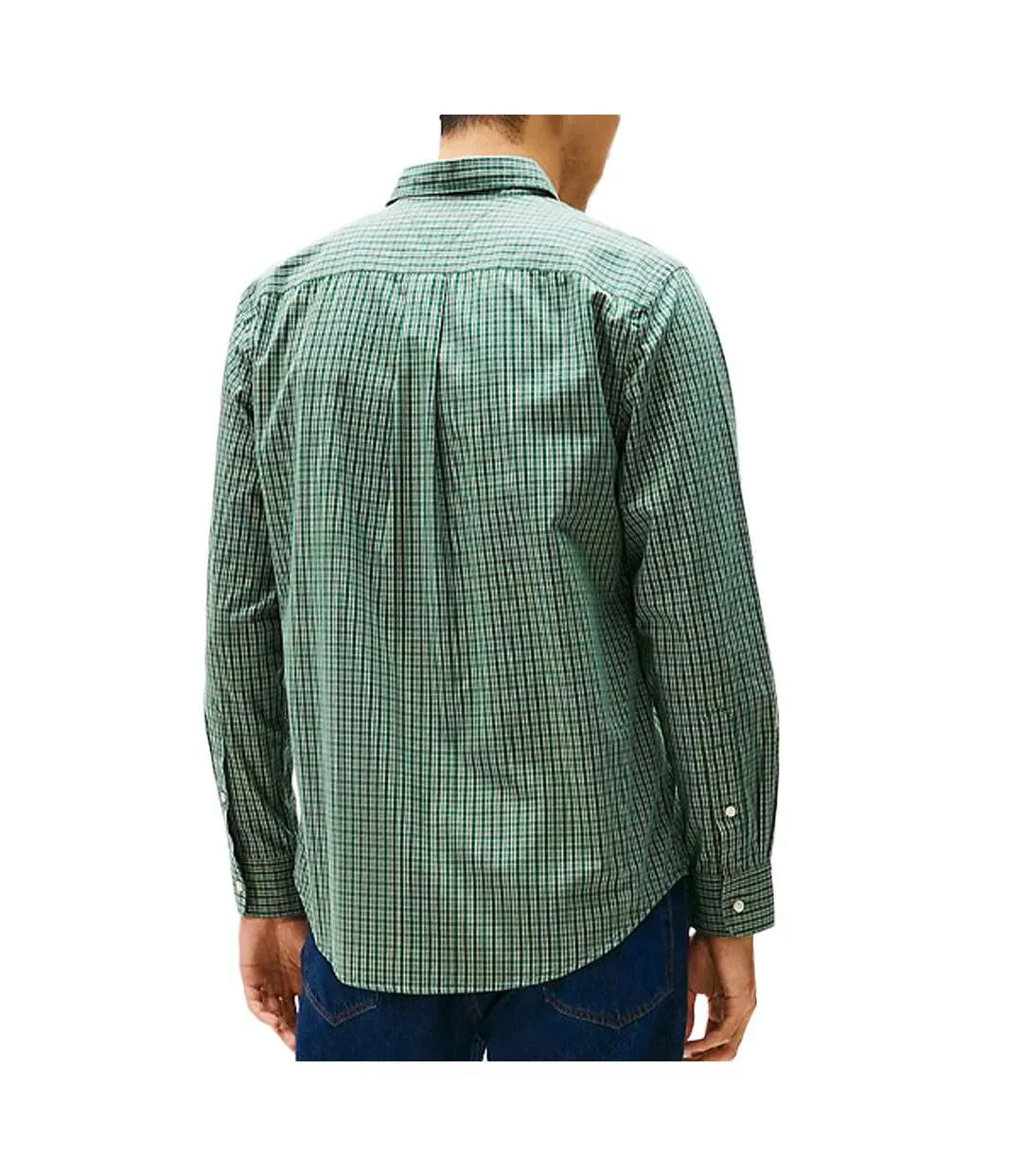Chemise verte à carreaux homme tommy hilfiger flex poplin-2