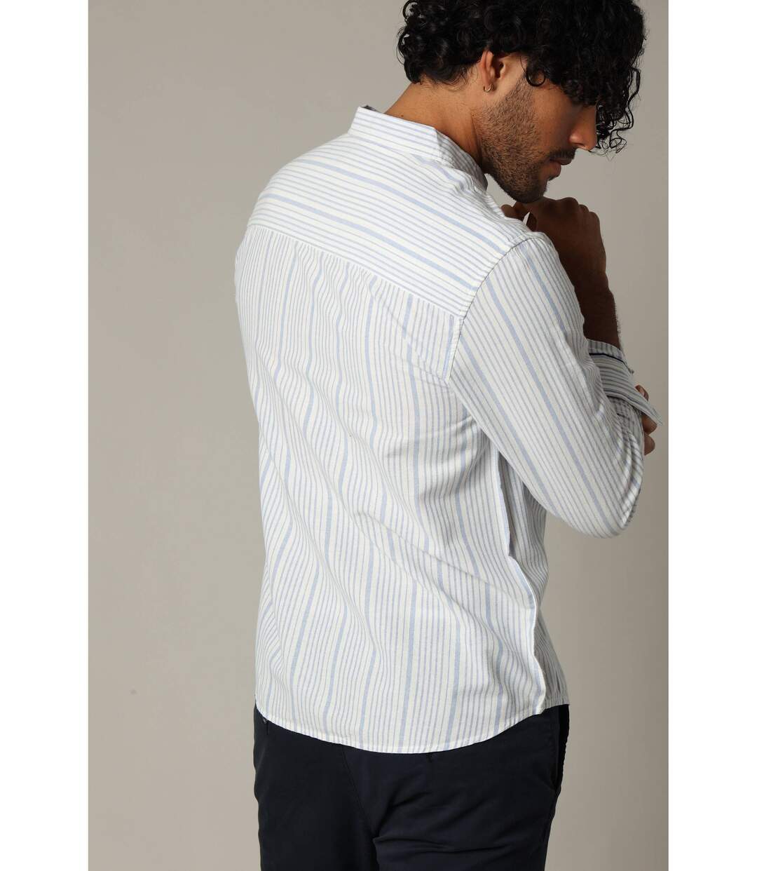 Chemise en coton à manches longues avec rayures horizontales WATAKI-4