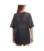 Womens/ladies Inky Mesh Oversized T-shirt Black Red Run-3