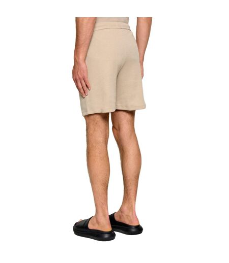 Mens Waffle Relaxed Fit Shorts Beige Boss