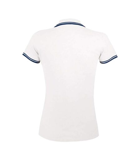 Polo Pasadena Femme Blanc Bleu Marine SOLS