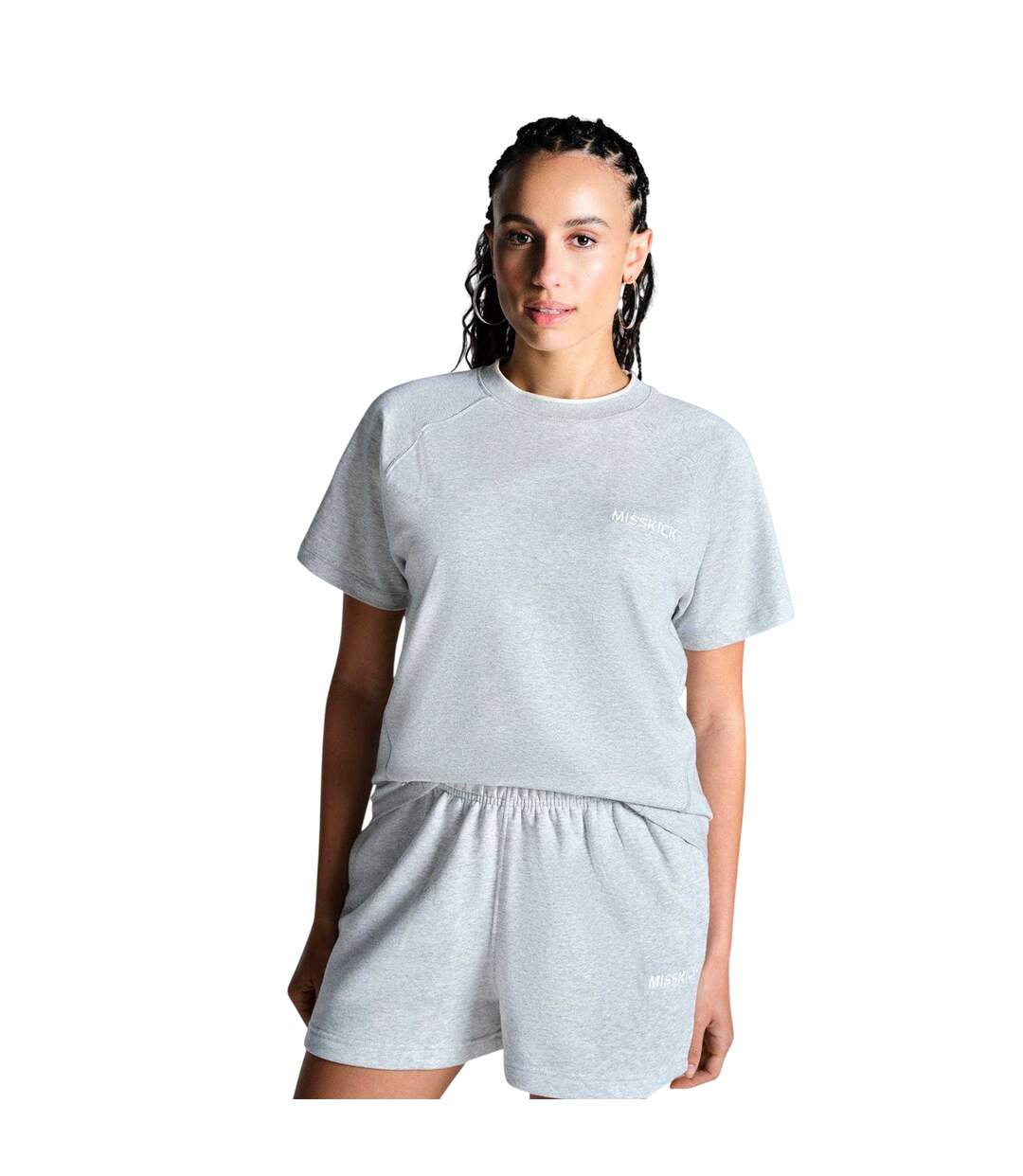 Womens/ladies T-shirt Light Grey Marl Off White Miss Kick-2