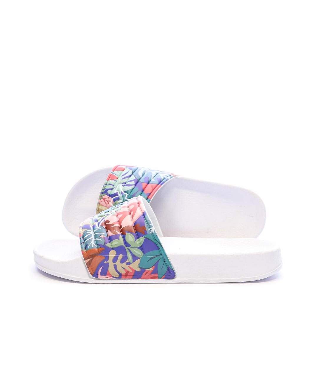Claquettes blanches à fleurs femme kappa logo noles 5-1