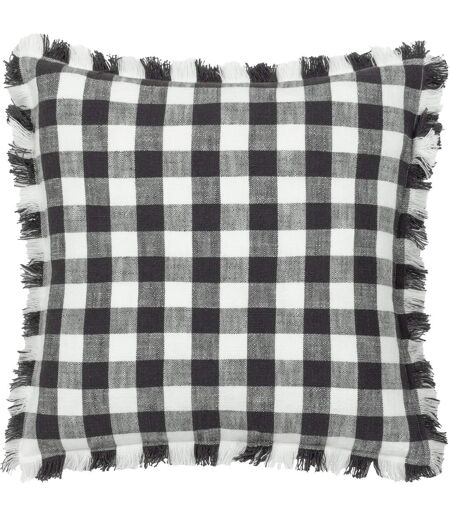 Barton fringed checked cushion cover 45cm x 45cm black Yard