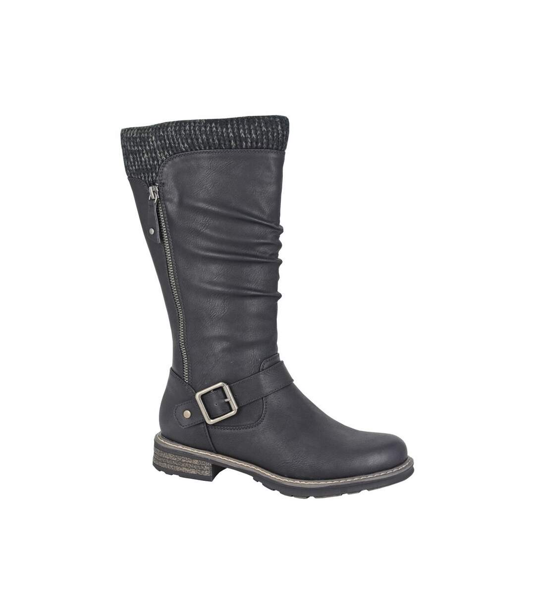 Womens/ladies alisa pu mid calf boots black Cipriata-1