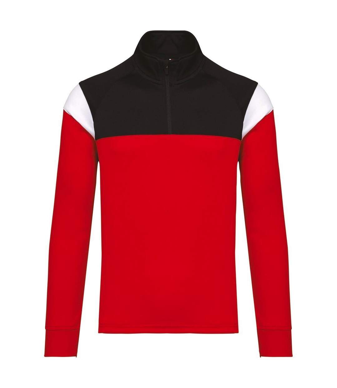 Sweat d'entrainement 1/4 de zip - Unisexe - PA387 - rouge et noir-1