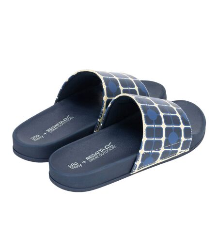 Claquettes Motif/style Coquelicot Géant Orla Kiely Femme Bleu Marine Imprimé Regatta