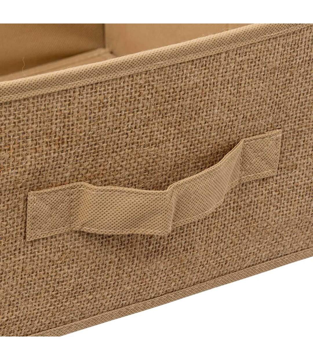 Boîte de Rangement Toile de Jute 31x31cm Beige Lin-2