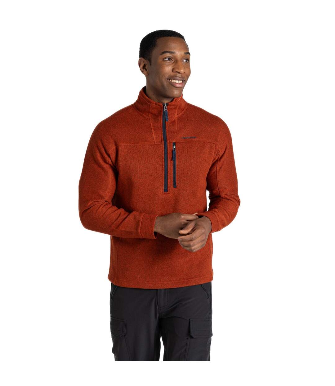 Mens torney ii marl half zip fleece top carnelian/orange Craghoppers-3