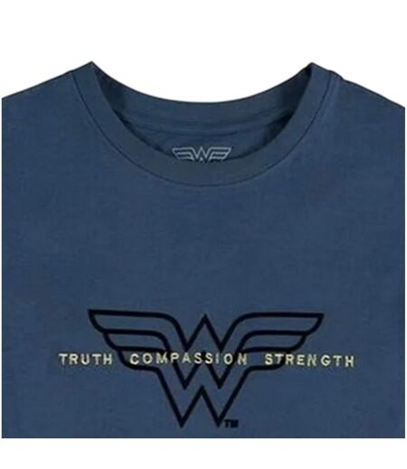 T-shirt Truth Compassion Strength Adulte Bleu Wonder Woman
