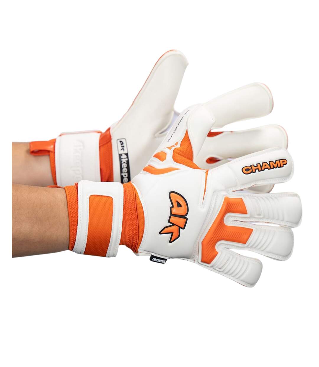Gants De Gardien De But Entraînement Champ Adulte Blanc Orange 4Keepers-3