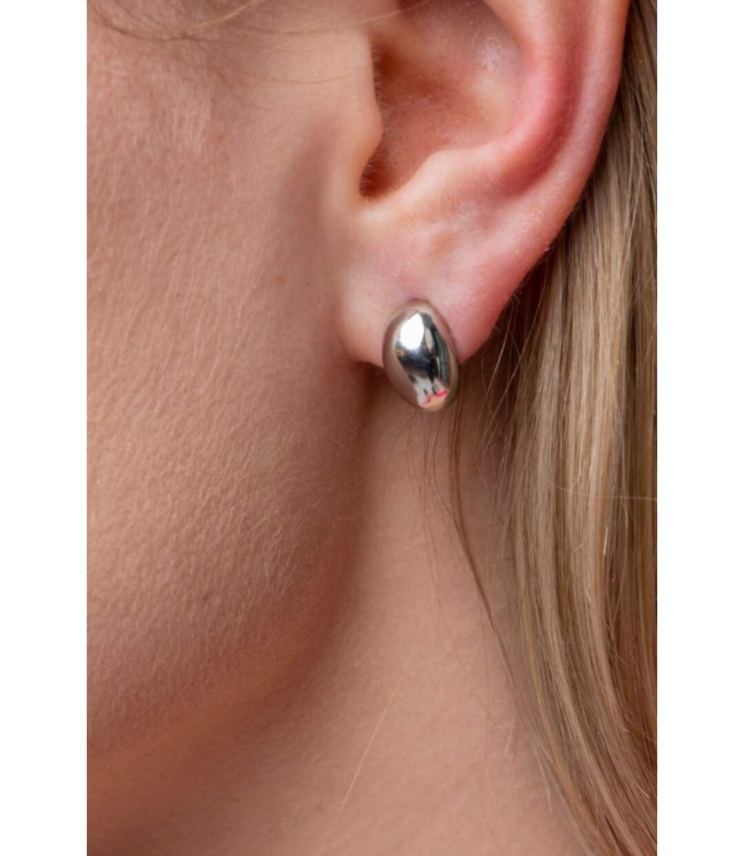 Silver Gold Solid Oval Half Ball Irregular Everyday Geometric Studs Earrings