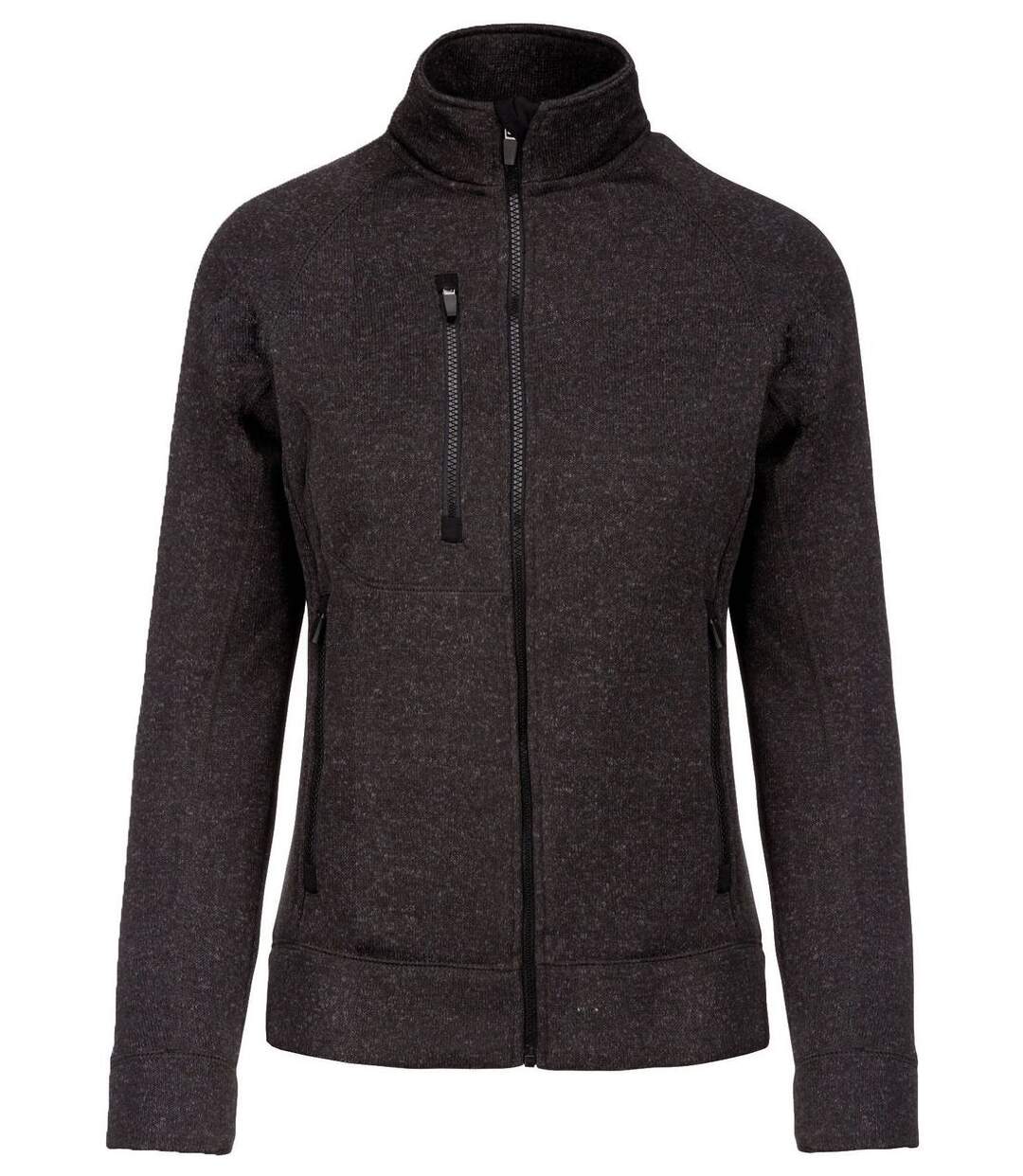 Veste chinée ouverture zippée - femme - K9107 - gris foncé mélange