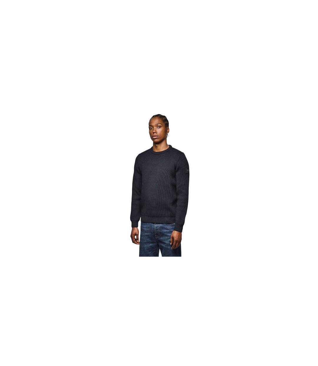 Mens Morello Rib Knit Jumper Navy Weekend Offender-1