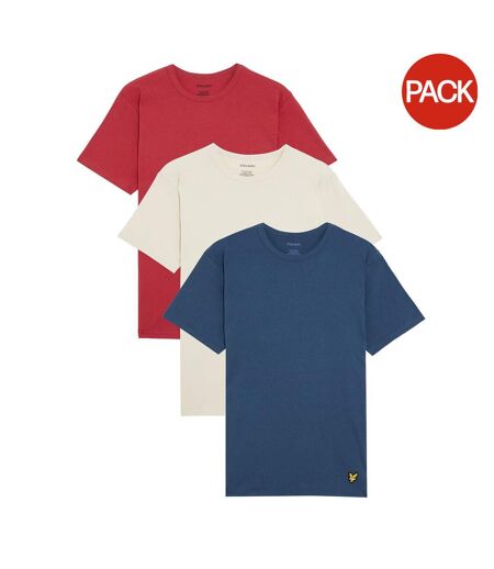 Pack Of 3  Unisex Adult Basic T-shirt  Navy Light Pink Red Lyle & Scott