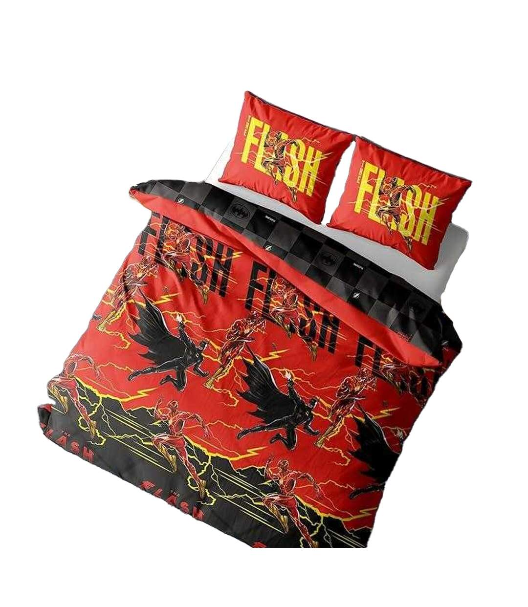 Reversible Duvet Set Black Red Yellow Flash-4
