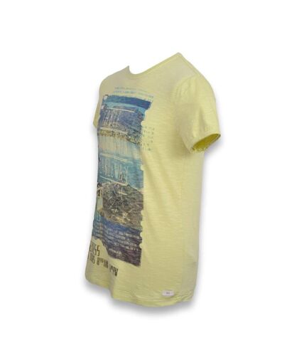 Tee shirt homme manches courtes de couleur jaune - Col rond