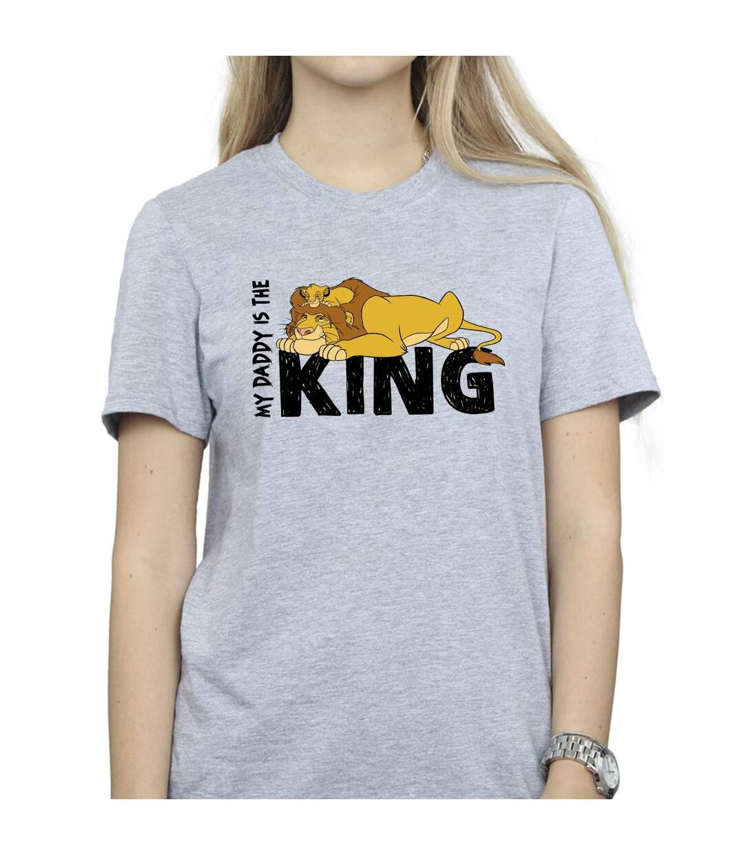 Disney Womens/Ladies The Lion King Daddy Is King Cotton Boyfriend T-Shirt (Gris sportif) - UTBI29519-3