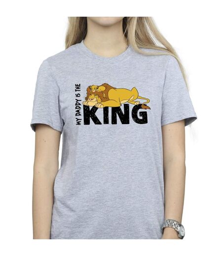 Disney Womens/Ladies The Lion King Daddy Is King Cotton Boyfriend T-Shirt (Gris sportif) - UTBI29519