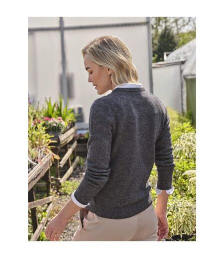 Womens/ladies Classic Lambswool V Neck Jumper Charcoal WoolOvers