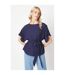 Womens/ladies belted batwing sleeve top navy Principles