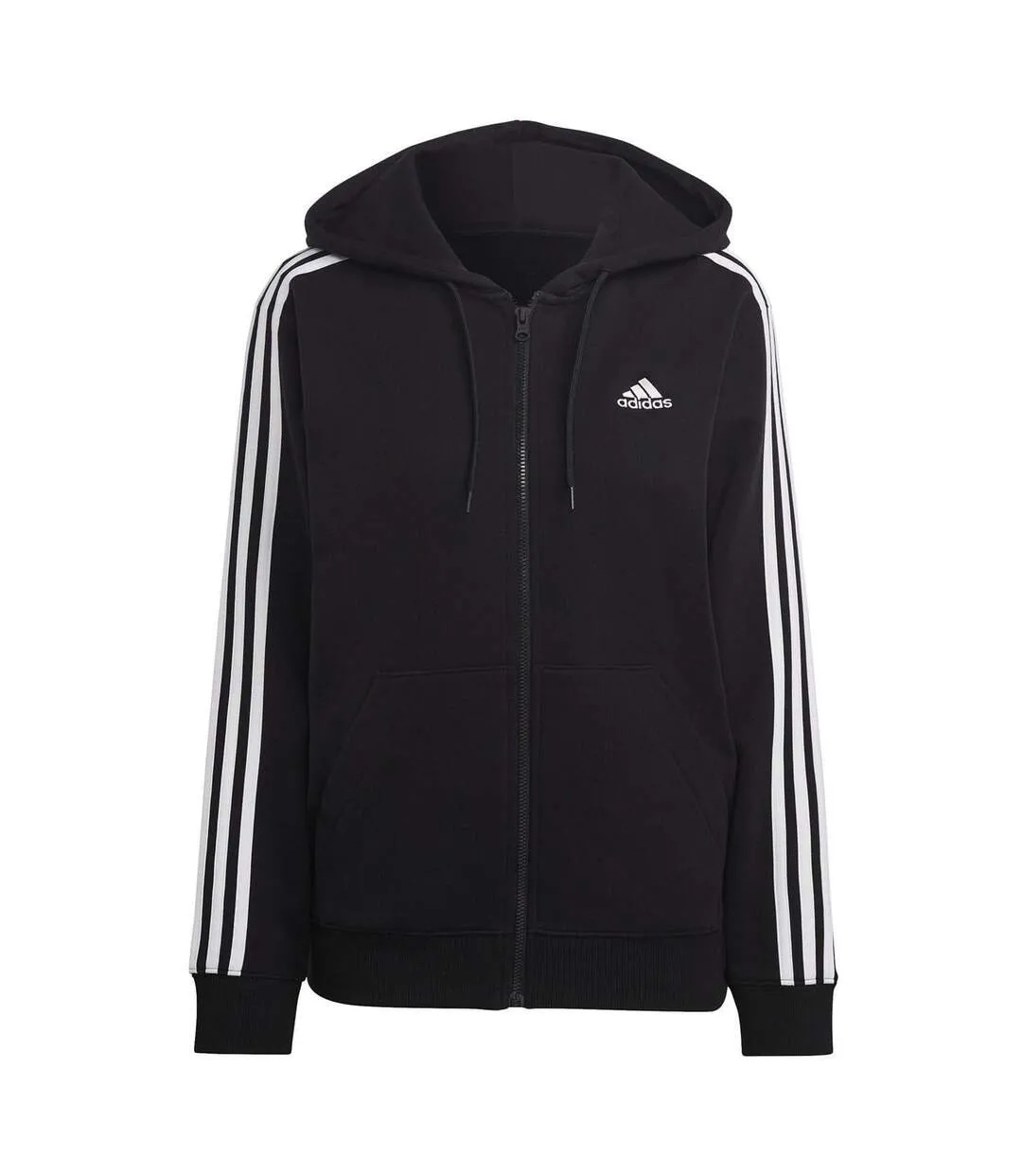 Veste À Capuche Motif/style 3 Rayures Femme Noir Blanc Adidas-2