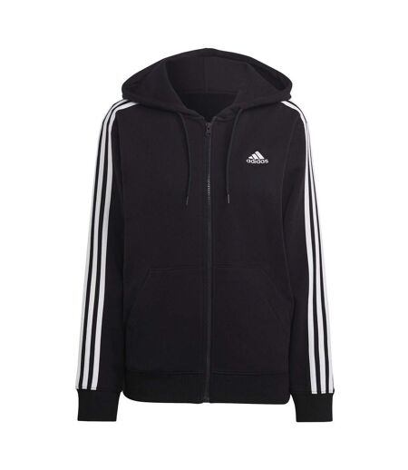 Veste À Capuche Motif/style 3 Rayures Femme Noir Blanc Adidas