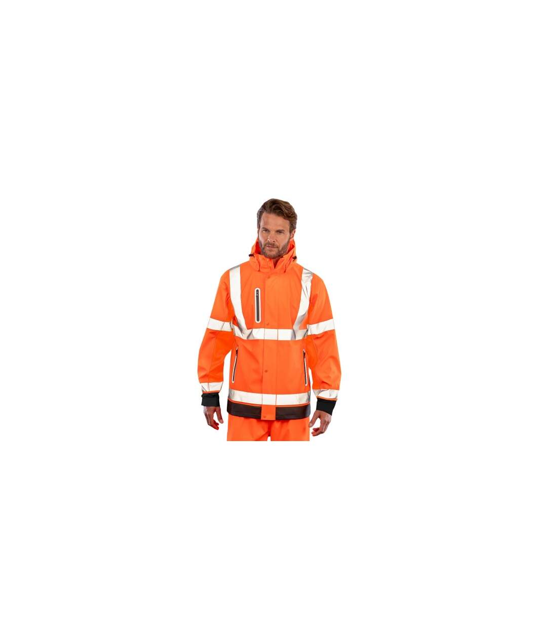 Mens Prism Pu Heavy Duty Jacket Fluorescent Orange Black Result Recycled-1
