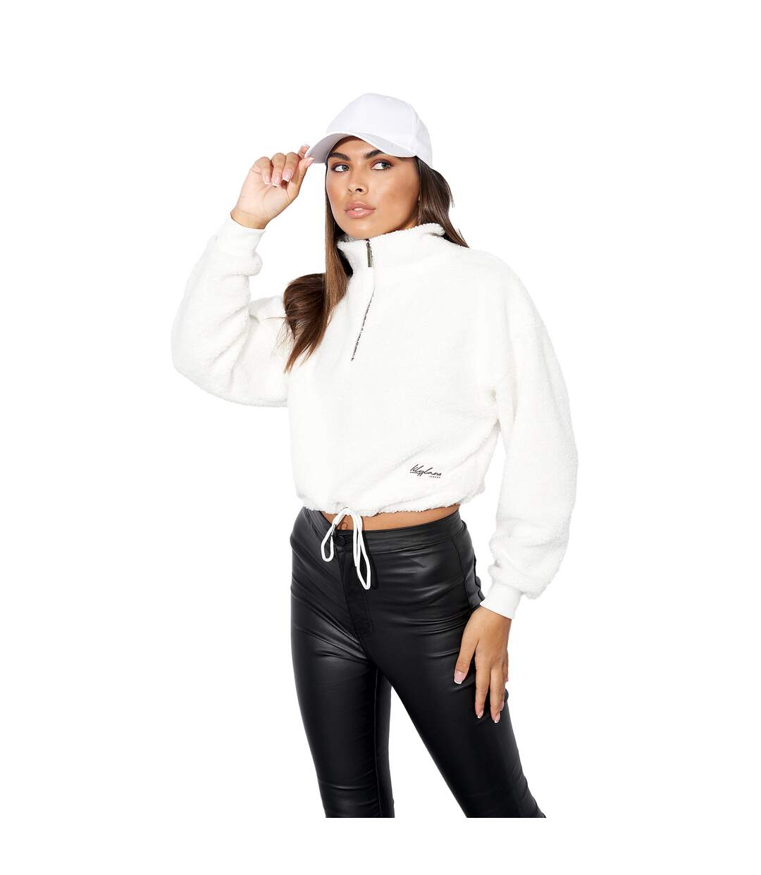 Lily Lane Womens/Ladies Kimora Borg Funnel Neck Hoodie (White) - UTBG669-3