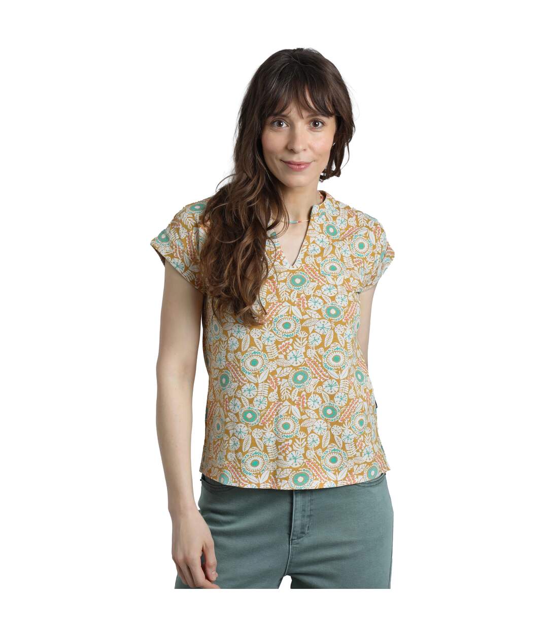 Womens/ladies alia printed jersey top navy Weird Fish-3
