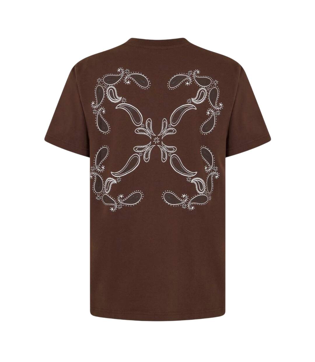 Unisex Adult Bandana Print Regular T-shirt Chocolate White Off White-2