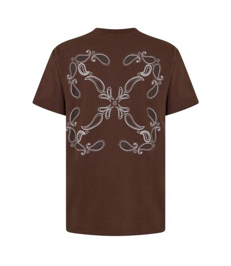 Unisex Adult Bandana Print Regular T-shirt Chocolate White Off White