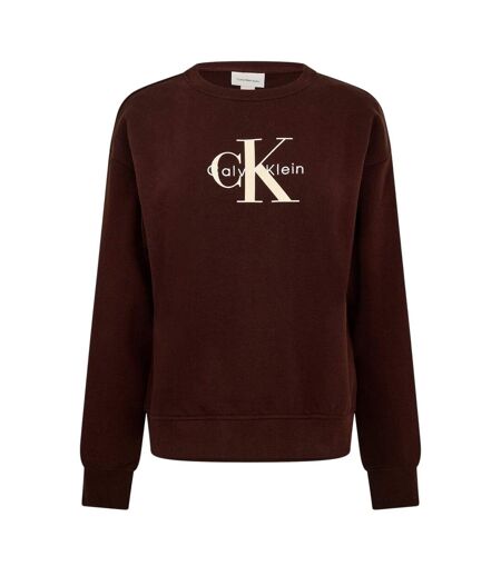 Womens/ladies Cotton Regular Sweatshirt Mocha Brown Calvin Klein